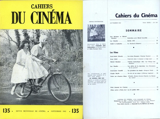 CAHIERS DU CINÉMA N°135 - Henri Langlois... septembre 1962 EUR 10,00