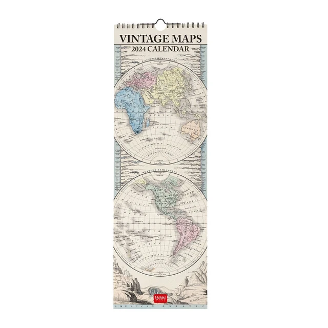 CALENDARIO 2024 VINTAGE MAPS Legami da parete verticale cm 16x49 EUR 11