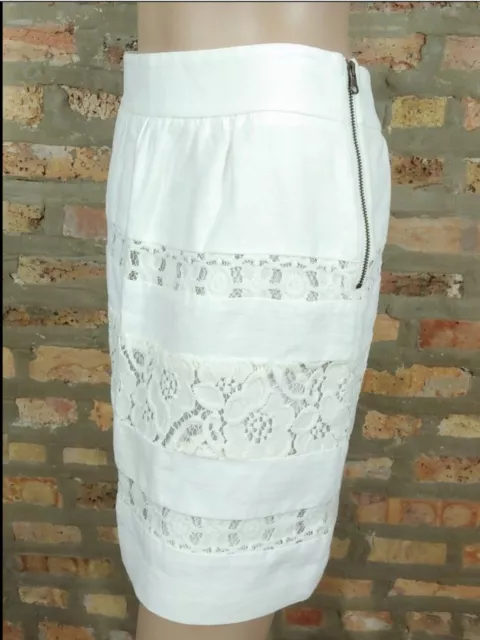 Ann Taylor LOFT Women's White / Ivory Short Crochet Lace Skirt, Size 6, NWT