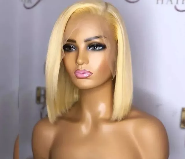 Straight Bob Blonde Human Hair Lace Front Wig 13x4