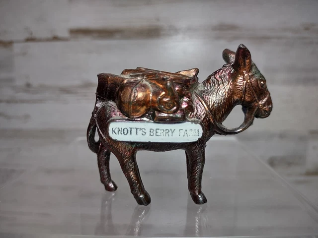 Vintage Knott's Berry Farm Donkey Pack Mule Metal Souvenir Figurine Japan 2.5"