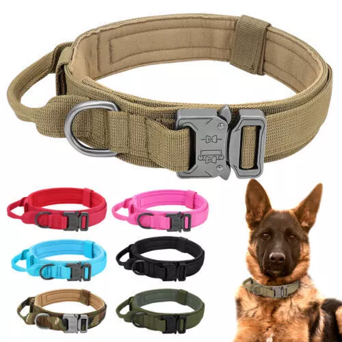 Tactical Dog Collar Military Dog Collar Thick with Handle Dog Collar Adjustable