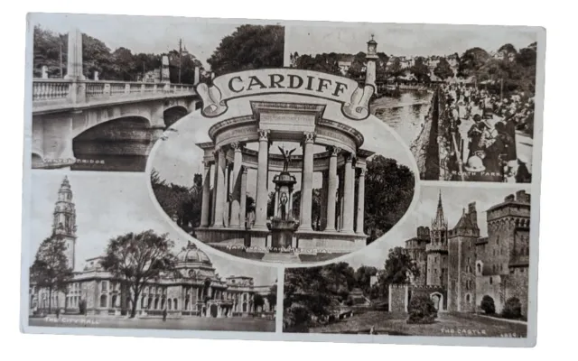 Cardiff Multi View Postcard, Sent in 1943 - Roath Park, Canton Bridge