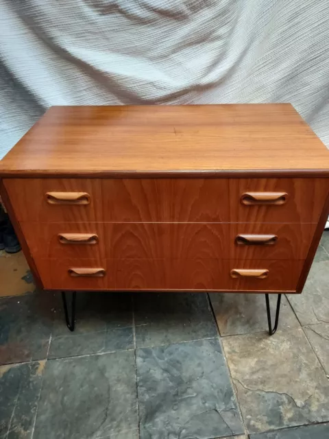 G Plan Mid Century Teak Chest Of Draws On Hairpin Legs *