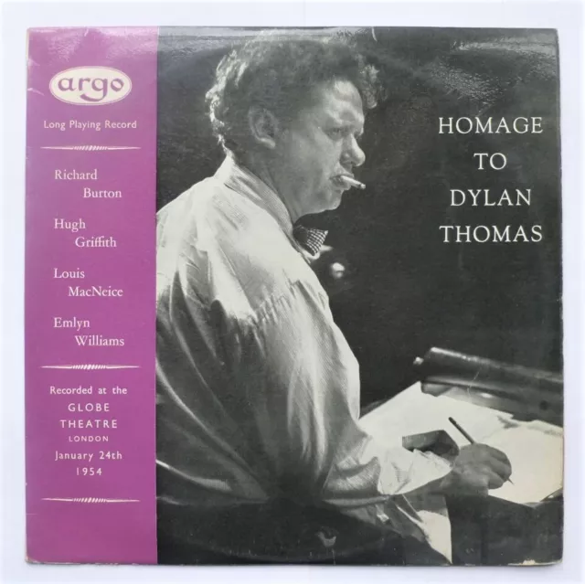 Various Homage To Dylan Thomas LP Argo RG29 VG/VG 1960 sleeve has 3cm split on b
