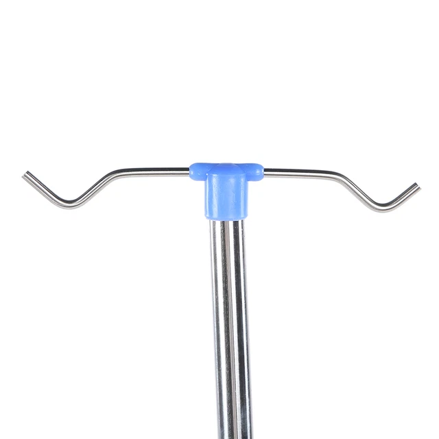 IV Pole Stainless Steel IV Drip Stand Infusion Holder With 2 Hooks