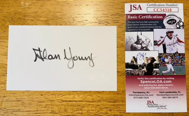 Alan Young Signed Autographed 3x5 Card JSA Certified Mr. Ed Scrooge McDuck