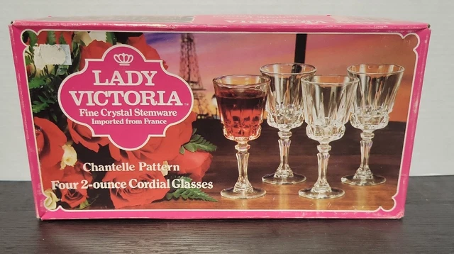 Vintage Set of 4 Lady Victoria Fine Crystal Stemware Chantelle Champagne