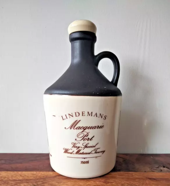 Vintage Lindemans Macquarie Port Jug Glazed Ceramic  with Lid 1980s 750ml VGC 3