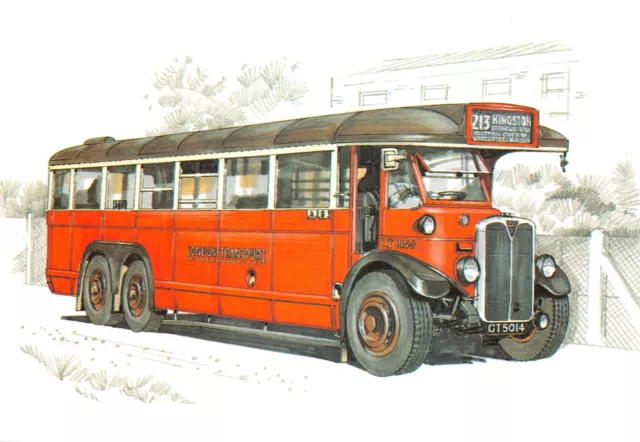 Old Bus  Postcard Ltl Type Large Size Unused Very Good Mint