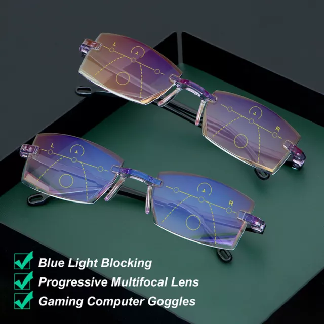Gafas De Lectura Multifocales Para Unisex Lentes Progresivas Anti-Luz Azul +1/+4
