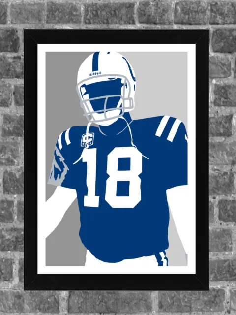 Indianapolis Colts Peyton Manning Portrait Sports Print Art 11x17