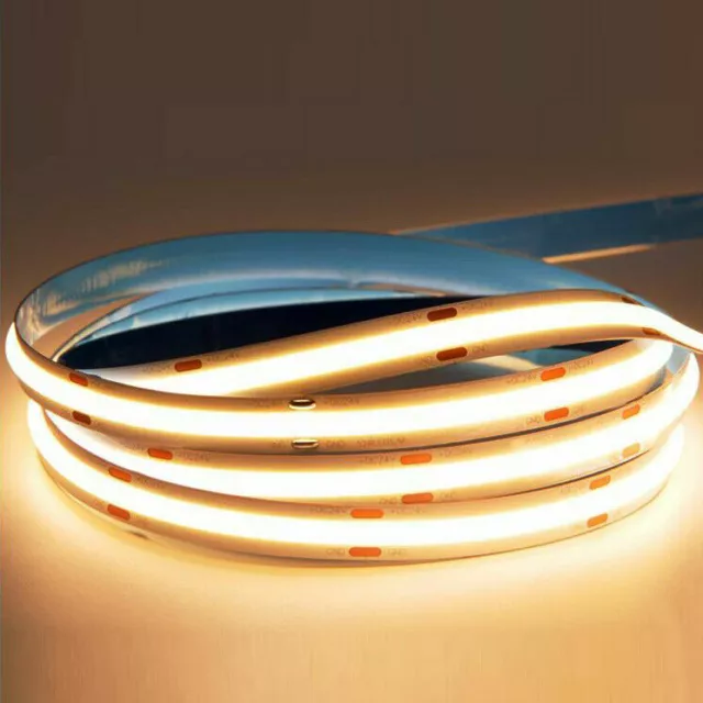 5M 12V COB LED Strip Light 1260 LEDs 8mm High Density Flexible Home Decor Lights