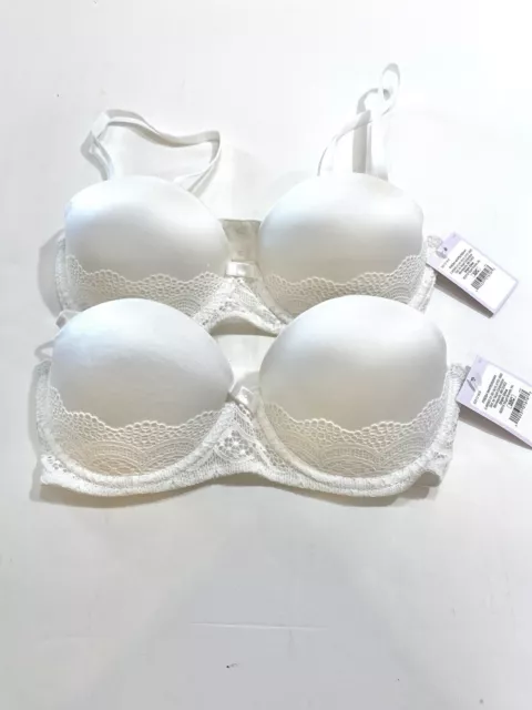 Auden Women's Bra Underwire Adjustable strap White 32C NEW Lot of 2