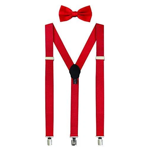 Mens Bow Tie And Suspenders Set For Men Gift Box - For Formal Dress Bowtie &