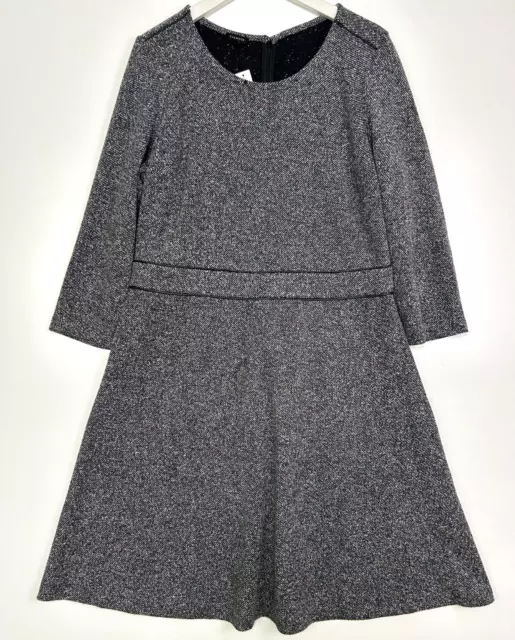 talbots 3/4 sleeve textured knit sheath a line dress grey black size 16 new nwt