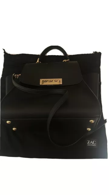 ZAC Zac Posen Black Gold Eartha Iconic Top Handle or Crossbody shoulder bag EUC