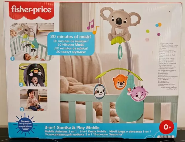 Mattel HGB90 Fisher-Price 3 in 1 Play Mobile Koala Kinderwagen Kinderbett