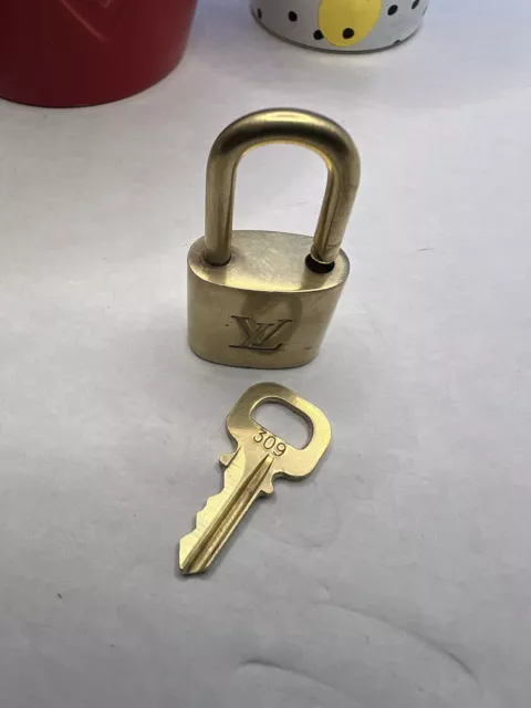 Louis Vuitton PadLock Lock & Key Brass Gold Authentic #309