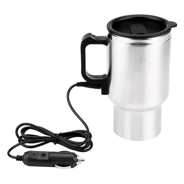 Travel Coffee Heated Mug 450Ml Car Based Heating Steel Cup Kettle new-