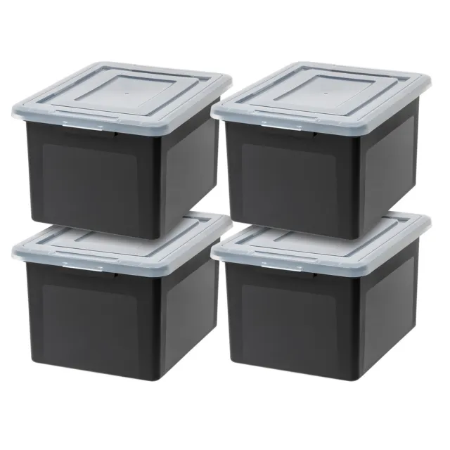 IRIS USA 4 Pack Letter/Legal File Tote Box, Plastic Storage Bin Tote Organizer