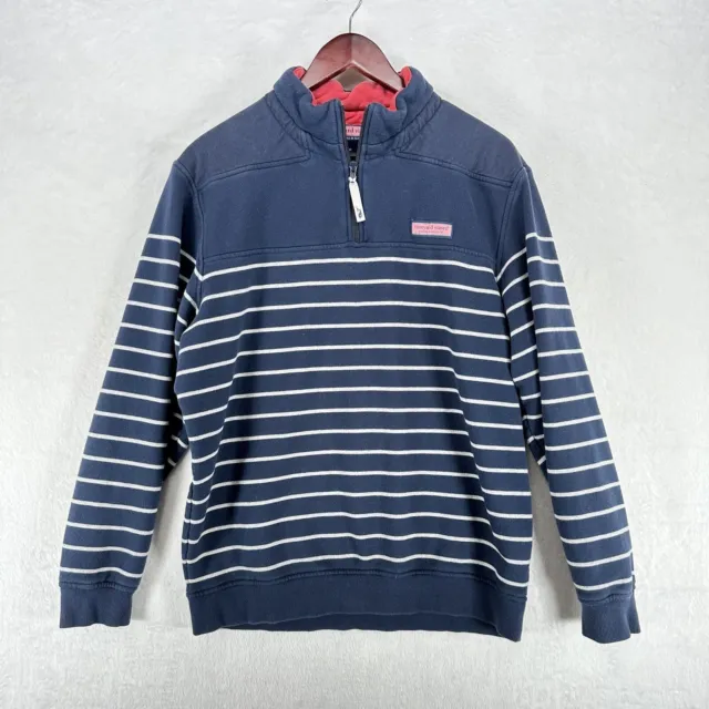 Vineyard Vines Sweater Adult Medium Blue Striped Shep Shirt 1/4 Zip Mens Preppy