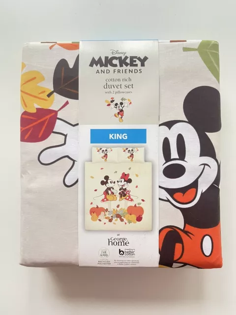 Disney Mickey & Minnie Kürbisdruck KÖNIG Bettbezug Set W225 cm x L220 cm