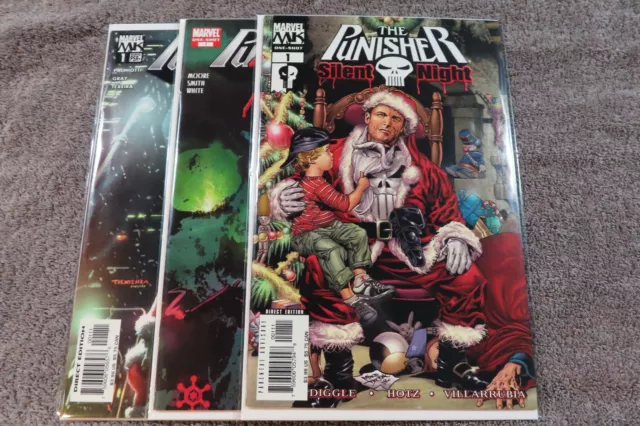 Lot of 3 MARVEL Comics PUNISHER 1-Shots: SILENT NIGHT, XMAS & RED XMAS - NM/MT