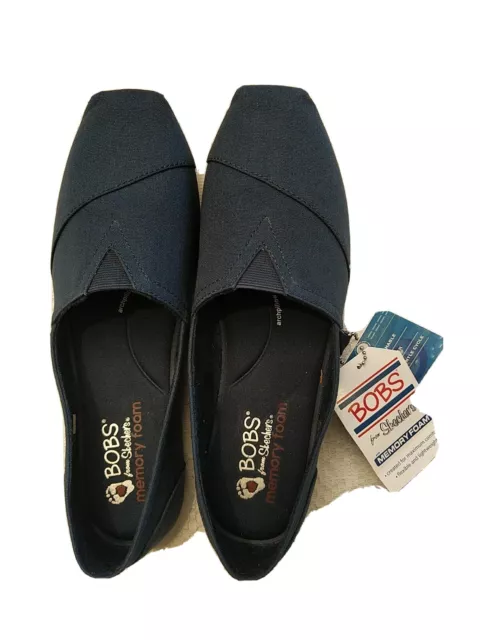 Bobs from Skechers shoes flat textile slip-on memory foam Black size 9