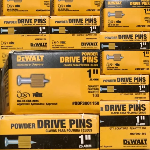 (11) DEWALT 1” Powder Drive Pins DDF3001150 - 11 Box's x 100 Total 1100