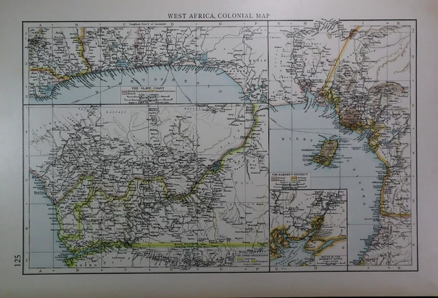 Old (11x17) 1908 Time's Atlas Map WEST AFRICA - SLAVE COAST ~Free S&H ~Inv#492