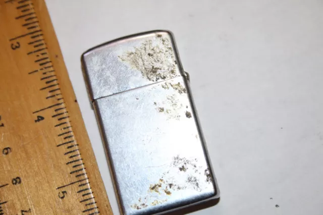 Vintage 1967 SLIM Zippo Cigarette Lighter Used Estate Purchase Damaged Cam JSH 2