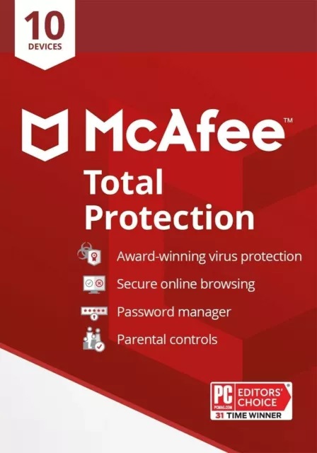 McAfee Total Protection for 10-Devices for PCs, Macs, Smartphones, and Tablets