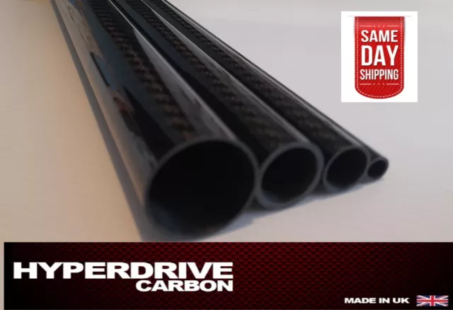 Carbon Fiber Tube Fibre 3k 500mm Length All Diameters Gloss Twill Black UK