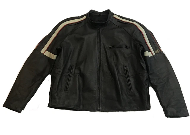 Vintage Bristol Ascoli Pisceno Lined Black Leather Motorcycle Riding Jacket XL