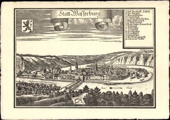 Künstler Ak Wasserburg am Inn in Oberbayern, historisches Bild der... - 10094784