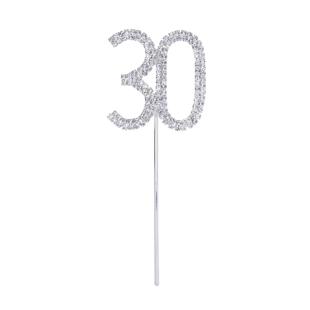 30a Boda Cupcake Topper Estrás Número Sombrero Conmemorativo