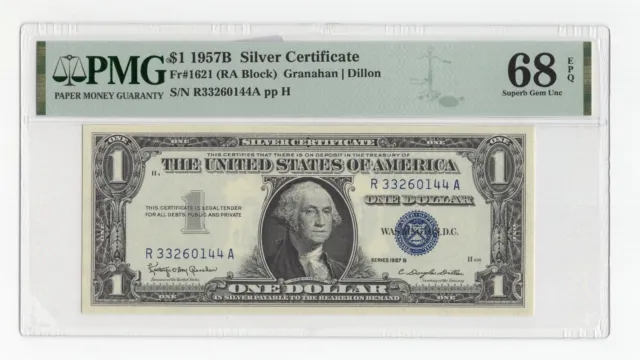 1957B $1 Silver Certificate Fr. 1621 (RA Block) - PMG 68 EPQ