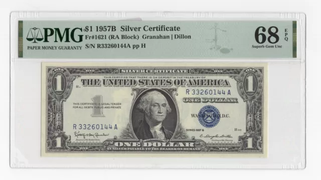 1957B $1 Silver Certificate Fr. 1621 (RA Block) - PMG 68 EPQ