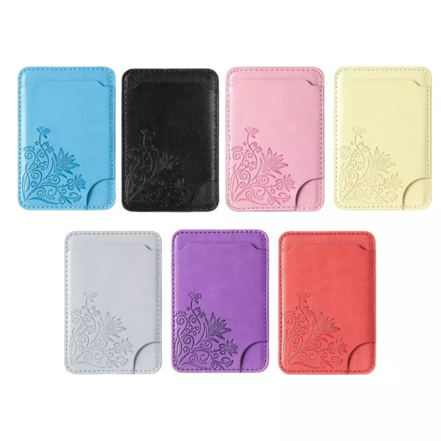 PU Leather Credit Card Wallet Holder Pouch Stick-On Cell Phone Adhesive Pocket