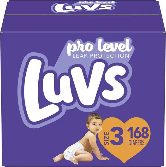 Luvs Triple Leakguards Diapers, Size 3 (168 Count) - Packaging May Vary