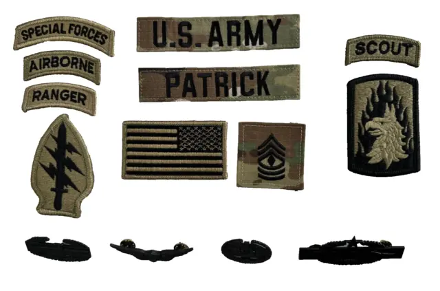14 US ARMY patch Set Multicam Ocp Uniform Special Forces Airborne Ranger Scout