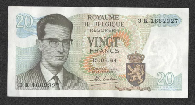 Belgien / Belgium; P. 138; 20 Frank / Francs vom 15.06.1964