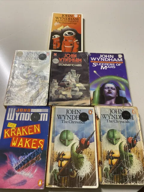 7 x John Wyndham Books Bundle Bulk Lot Vintage Paperback Fiction Novels
