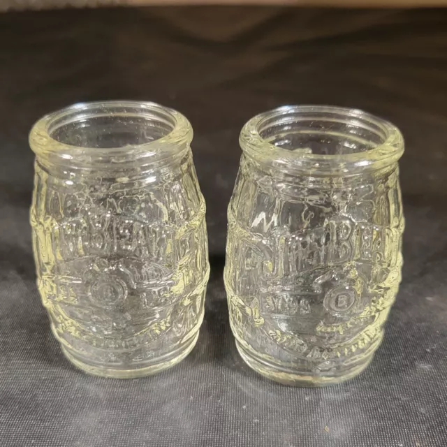 (2) Vintage Jim Beam Whiskey Shot Glass Barrels 200th Anniversary 1995 NIP. 3