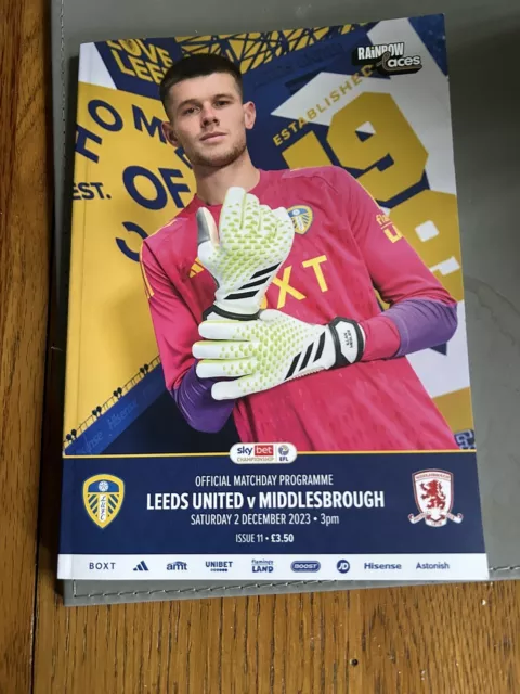 Leeds United V Middlesborough 2/12/23 Programme