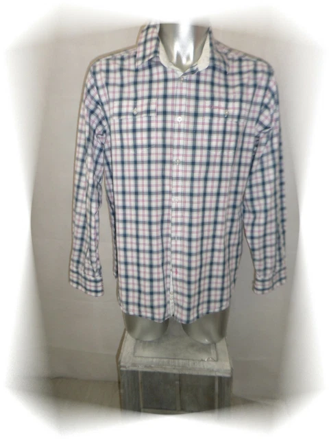 Chemise à Carreaux Vichy Bleu Clair, Blanc Et Rose OLIPHIL - Taille L, 100% Coton, Occasion Très Bon état