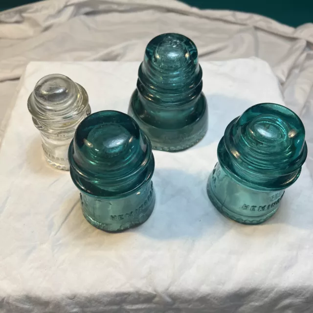 Vintage  Hemingray #40, (2) #16 & 1 Clear #9 Glass Insulators.