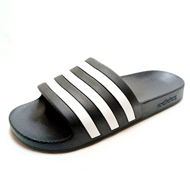 Adidas Adilette Aqua F35543 Nero Bianco Ciabatte Gomma Doccia Fascia Righe