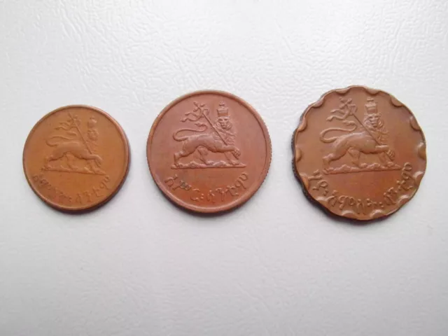 Äthiopien, 3 Münzen, Lot, Santeem, 1944